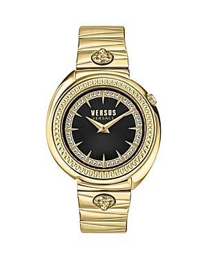 Versus Versace Womens Tortona Crystal 2 Hand Quartz Black Genuine Leather Watch, 38mm Product Image