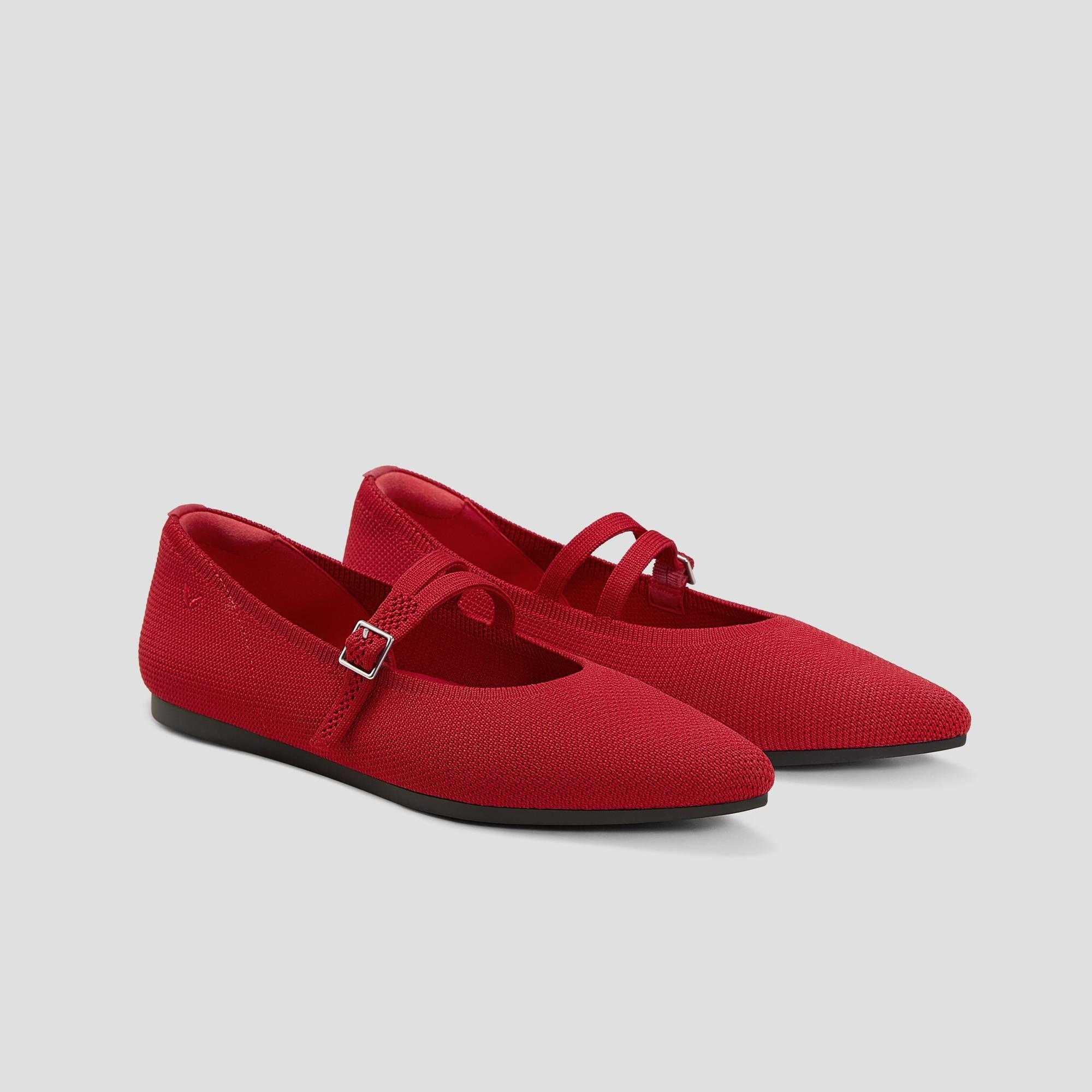 Pointed-Toe V-Strap Mary-Jane Flats (Aria Mary-Jane) Product Image