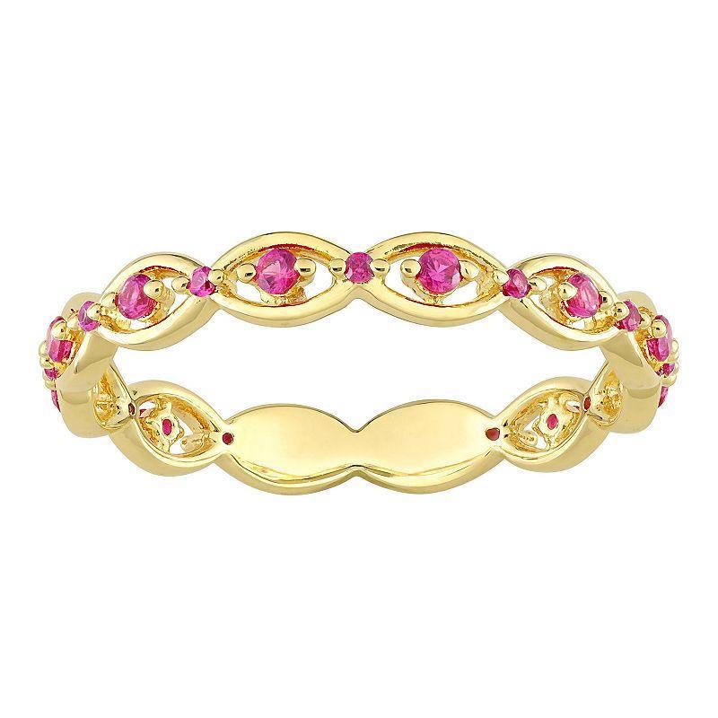 Stella Grace Gold Tone Sterling Silver Lab-Created Ruby Eternity Ring, Womens 18k Gold Plated Product Image