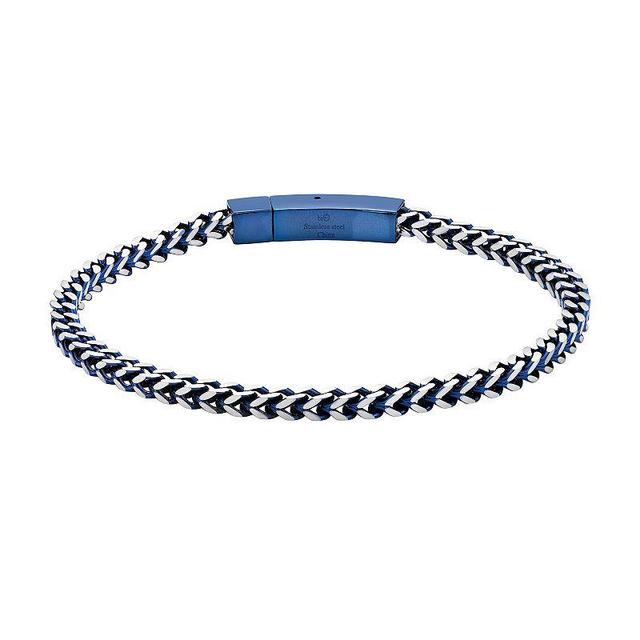 LYNX Mens Blue Ion-Plated Stainless Steel Foxtail Chain Bracelet Two Tone Product Image