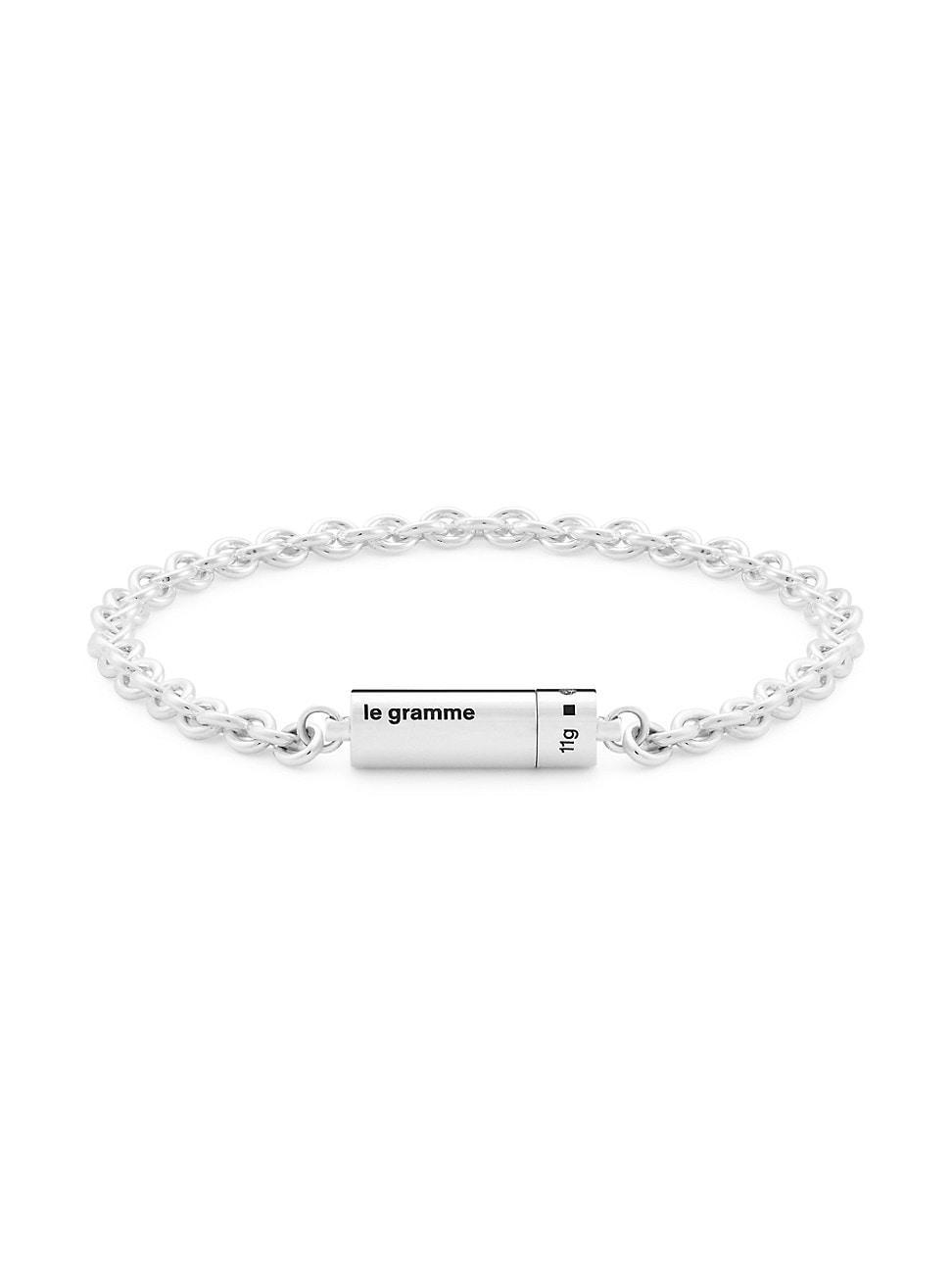 Mens 11G Polished Sterling Silver Chain Cable Bracelet Product Image