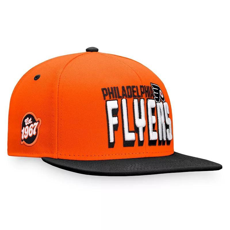 Mens Fanatics Branded Orange/Black Philadelphia Flyers Heritage Retro Two-Tone Snapback Hat Product Image