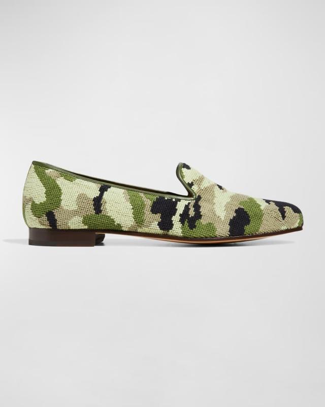 Men's Camo-Print Needlepoint Smoking Slippers Product Image