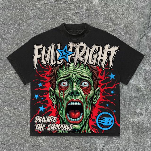 Sopula Hellstar Halloween Full Fright Portrait Graphics Cotton T-Shirt Product Image