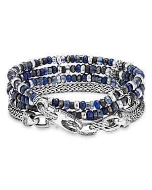 John Hardy Mens Sterling Silver Classic Chain Multi Stone Transformable Wrap Bracelet Product Image