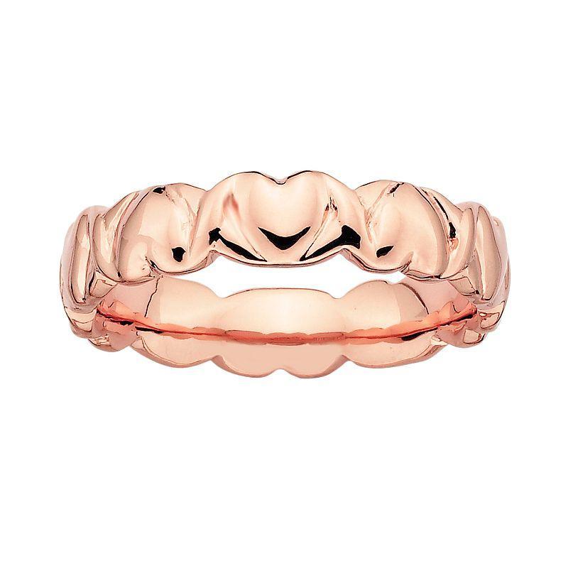 Stacks & Stones 18k Rose Gold Over Silver Heart Stack Ring, Womens Pink Product Image