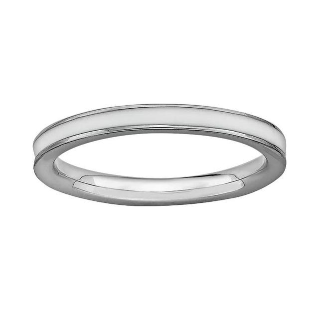 Stacks & Stones Sterling Silver White Enamel Stack Ring, Womens Product Image