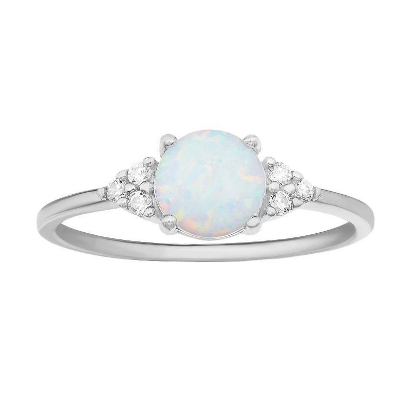 PRIMROSE Sterling Silver White Opal & Cubic Zirconia Cluster Ring, Womens Product Image