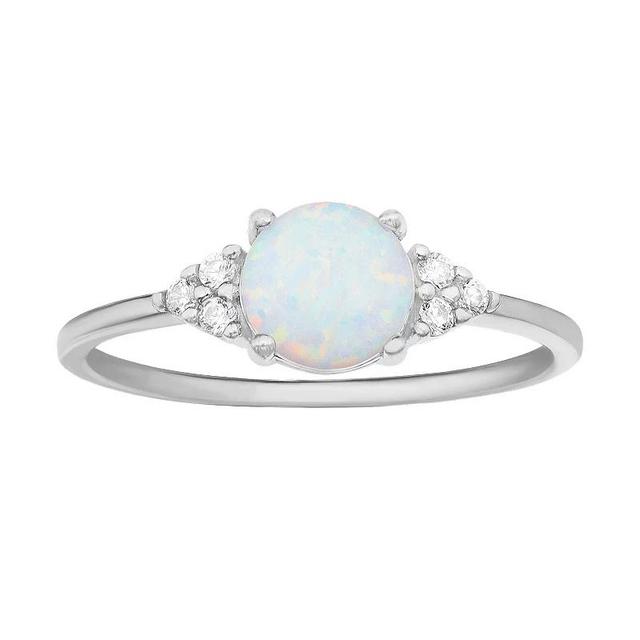 PRIMROSE Sterling Silver White Opal & Cubic Zirconia Cluster Ring, Womens Grey Product Image