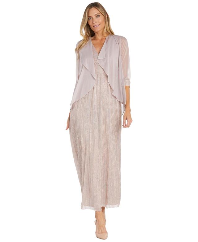 R & M Richards Womens Chiffon Jacket 2-Pc. Maxi Dress Product Image