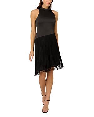 Womens Asymmetric Fringe Satin Dress Product Image