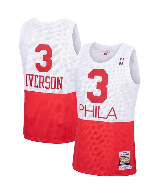 Mens Allen Iverson White Philadelphia 76ers Hardwood Classics Authentic Jersey - White Product Image