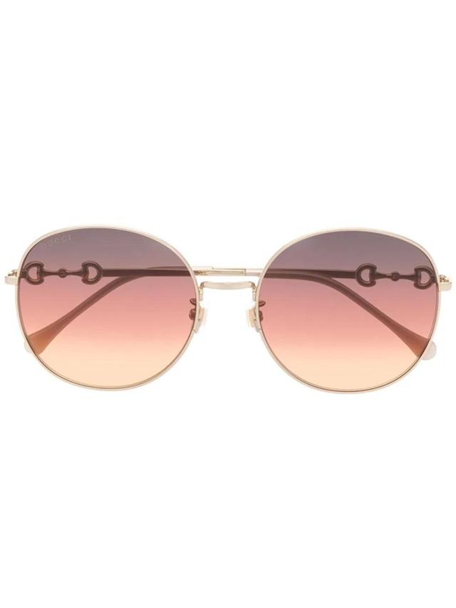 Gradient-lense Rounded Sunglasses In Gold Product Image