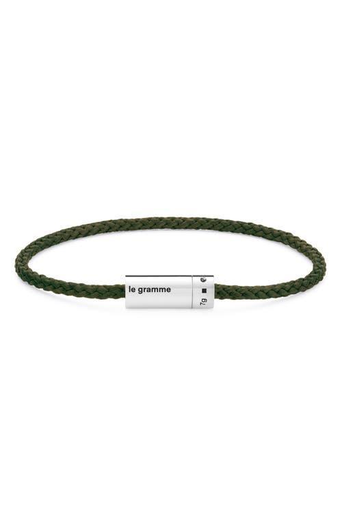 Mens Unisex 7G Polished Sterling Silver & Khaki Nato Cable Bracelet Product Image