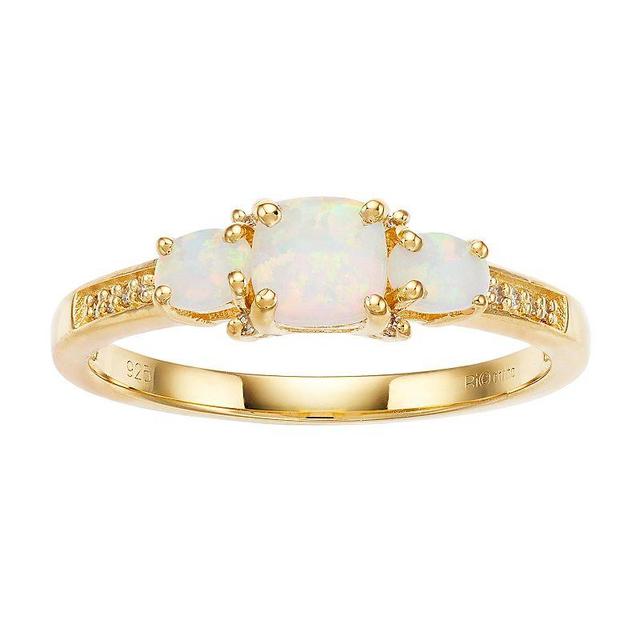 Gemminded 18k Gold 3-Stone Lab-Created Opal & Diamond Accent Ring, Womens Gold Tone Product Image