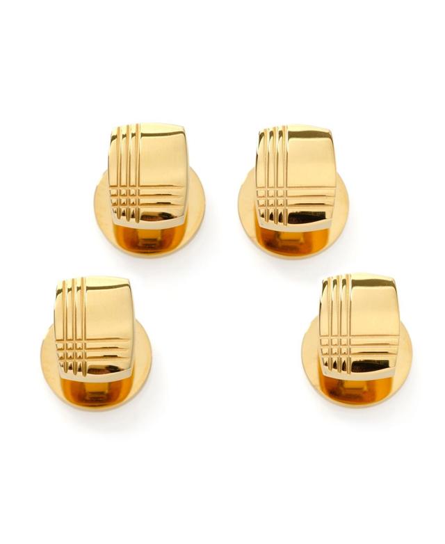 Mens Gold-Tone Stainless Steel Tartan Plaid Shirt Studs Product Image