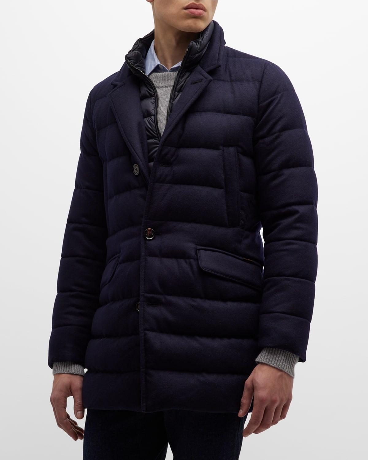 Mens Quilted Puffer Button-Front Jacket Product Image