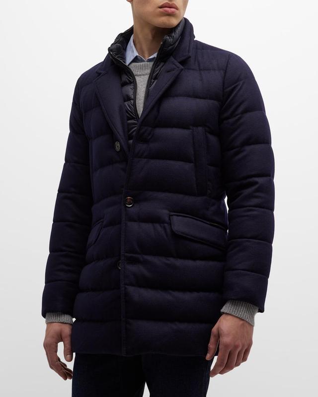 MooRER Men's Quilted Puffer Button-Front Jacket - Size: 48 EU (38 US) - NAVY Product Image