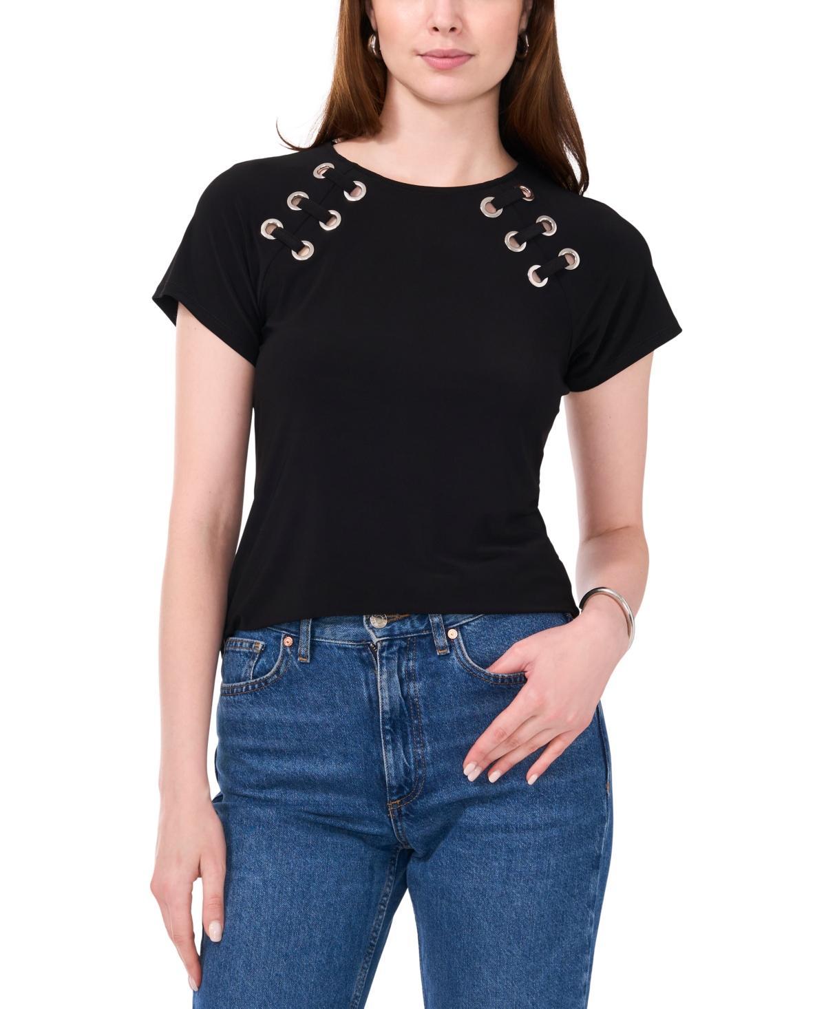 Sam & Jess Womens Grommet-Trim Raglan-Sleeve Top Product Image