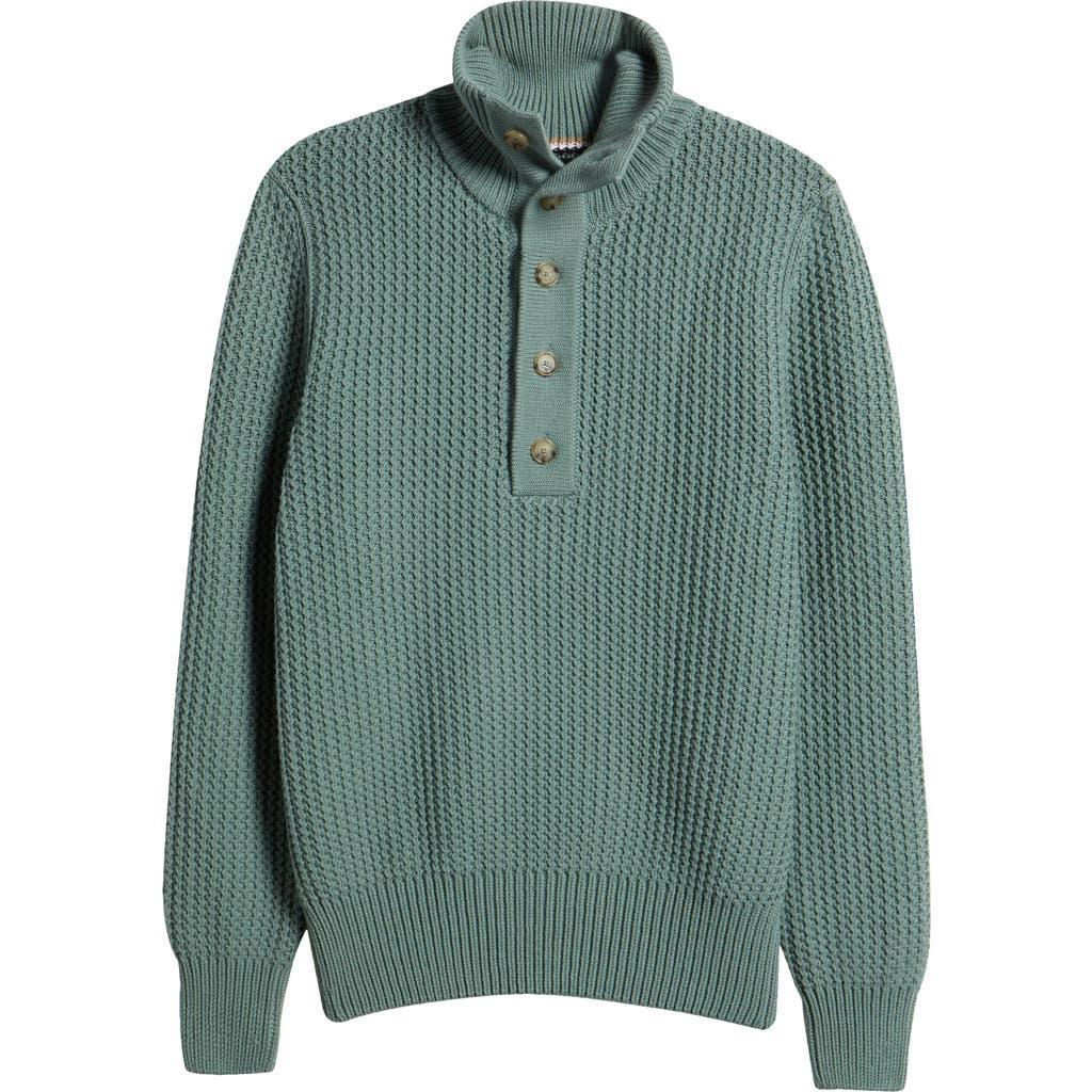 HUGO BOSS Wool Regular-fit Sweater With Buttoned Placket In Light Green Product Image