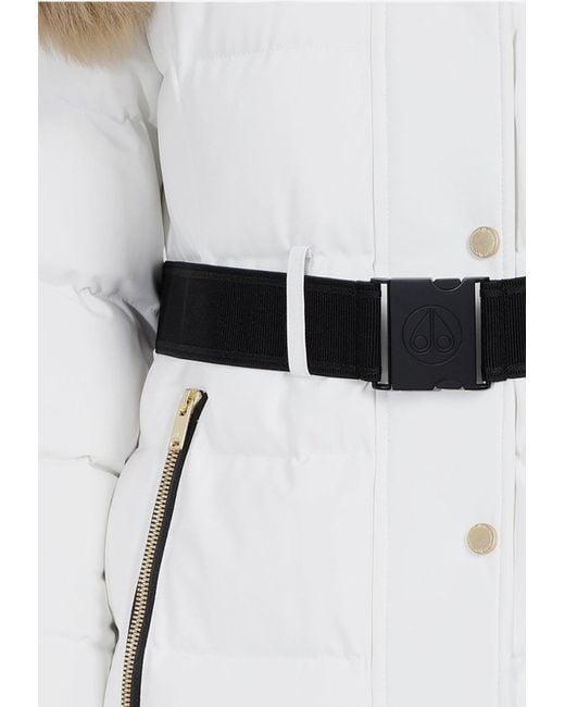 Moose knuckles Womens Gold Cambria White Parka with Natural Shearling Female Product Image