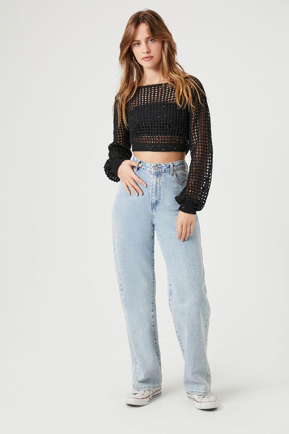 Cropped Open-Knit Sweater Top | Forever 21 Product Image