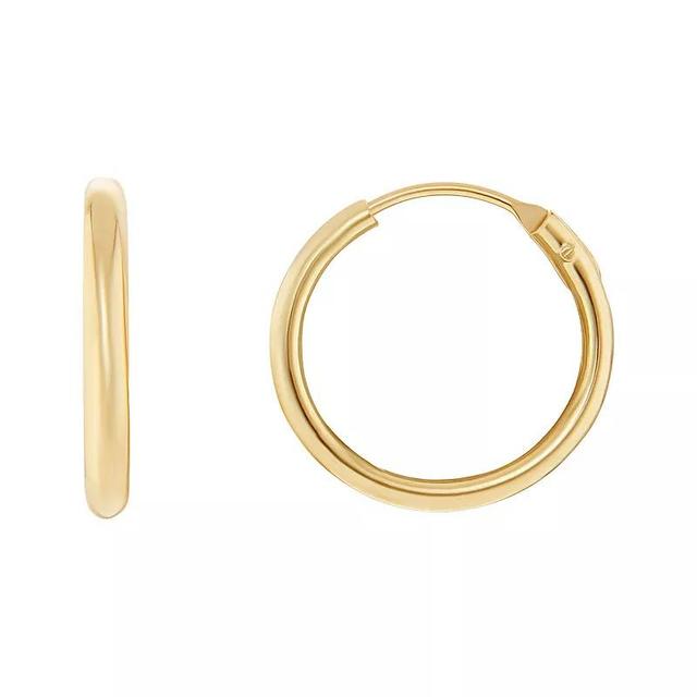 PRIMROSE 14k Gold 10.5 mm Polished Sleeper Hoop Earrings, Womens, 14k Yellow Gold Product Image