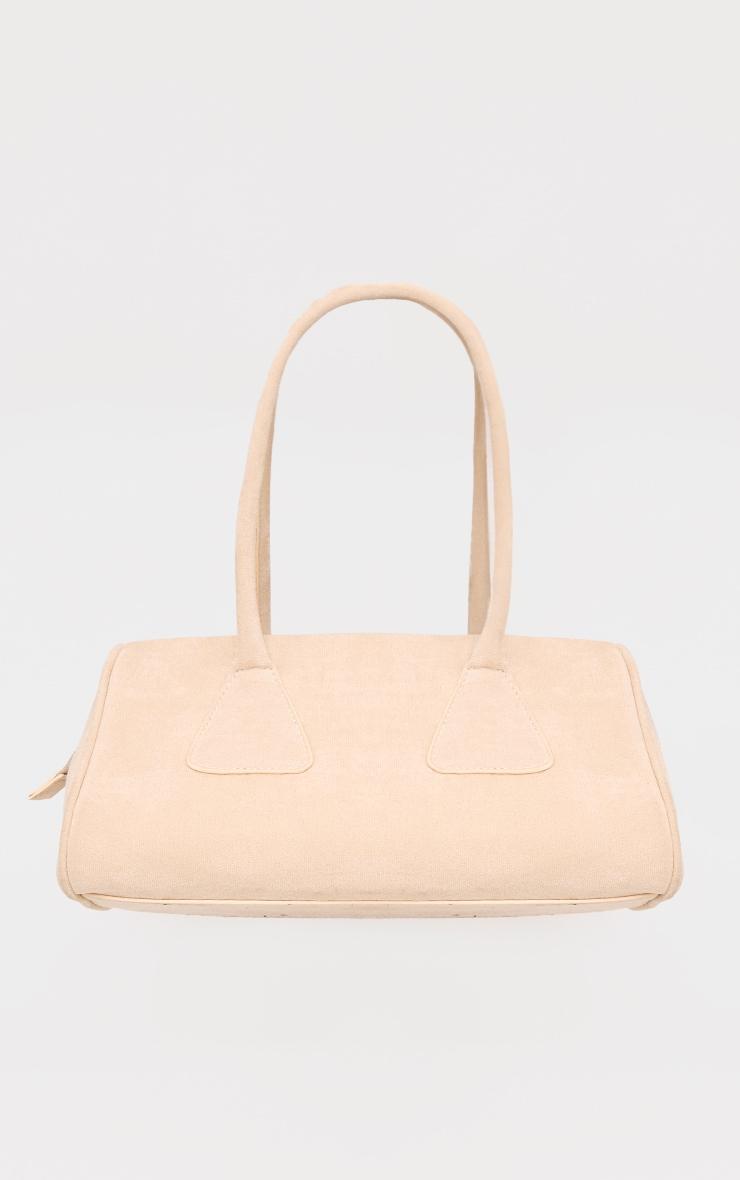 Cream Faux Suede Bowler Bag Product Image