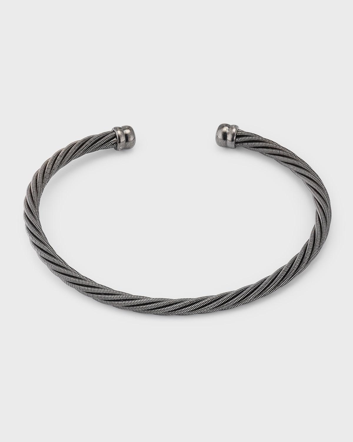 Mens Stainless Steel Cable Cuff Bracelet Product Image