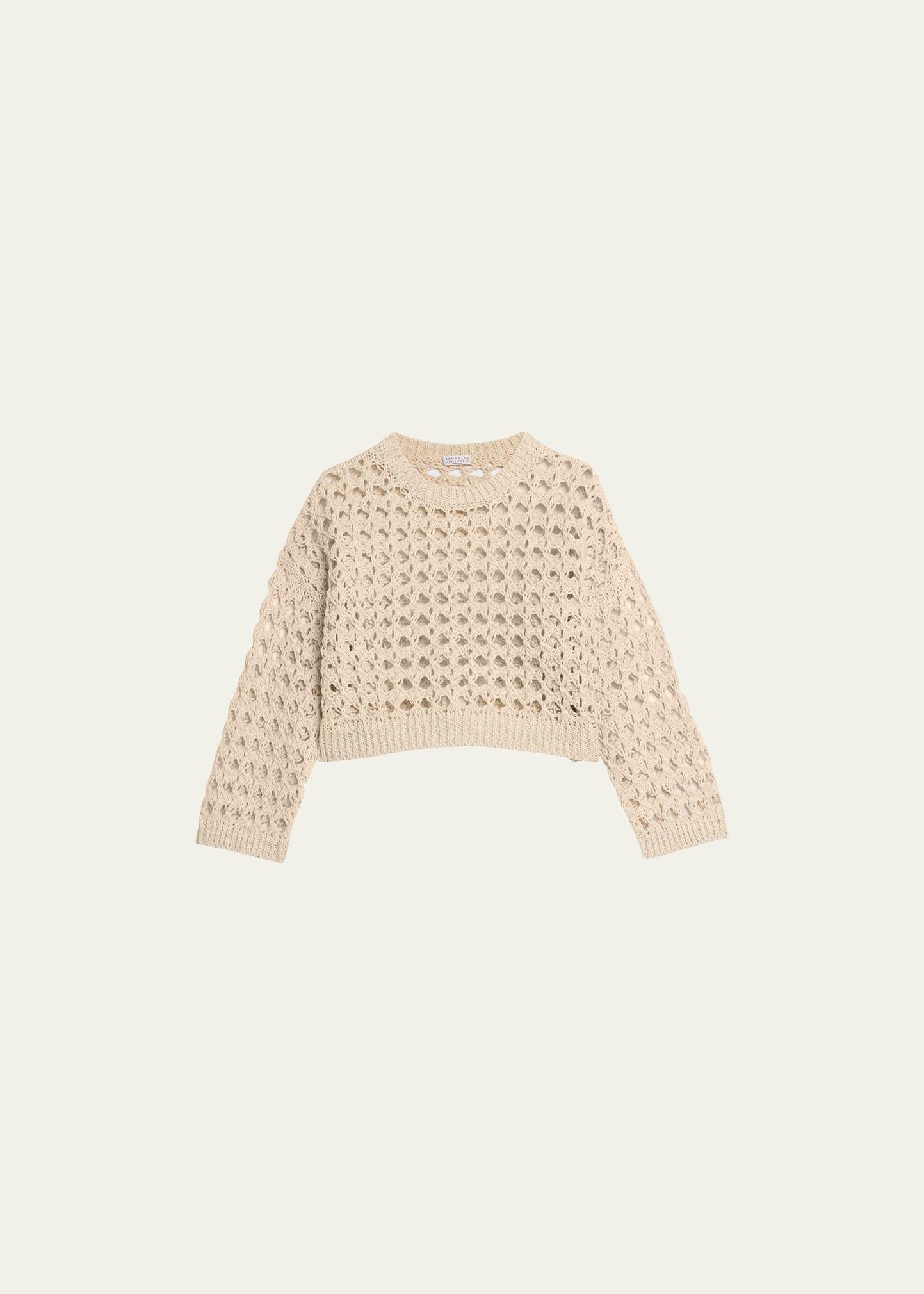 Womens Jute and Cotton Cropped Mesh Sweater product image