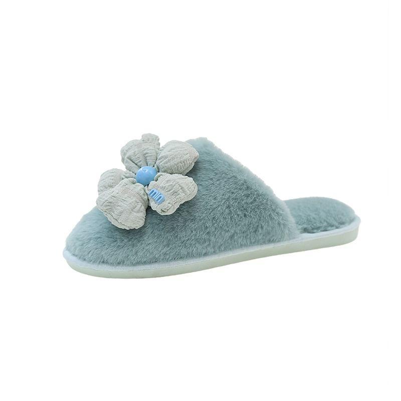 Floral Accent Fluffy Home Slippers Product Image