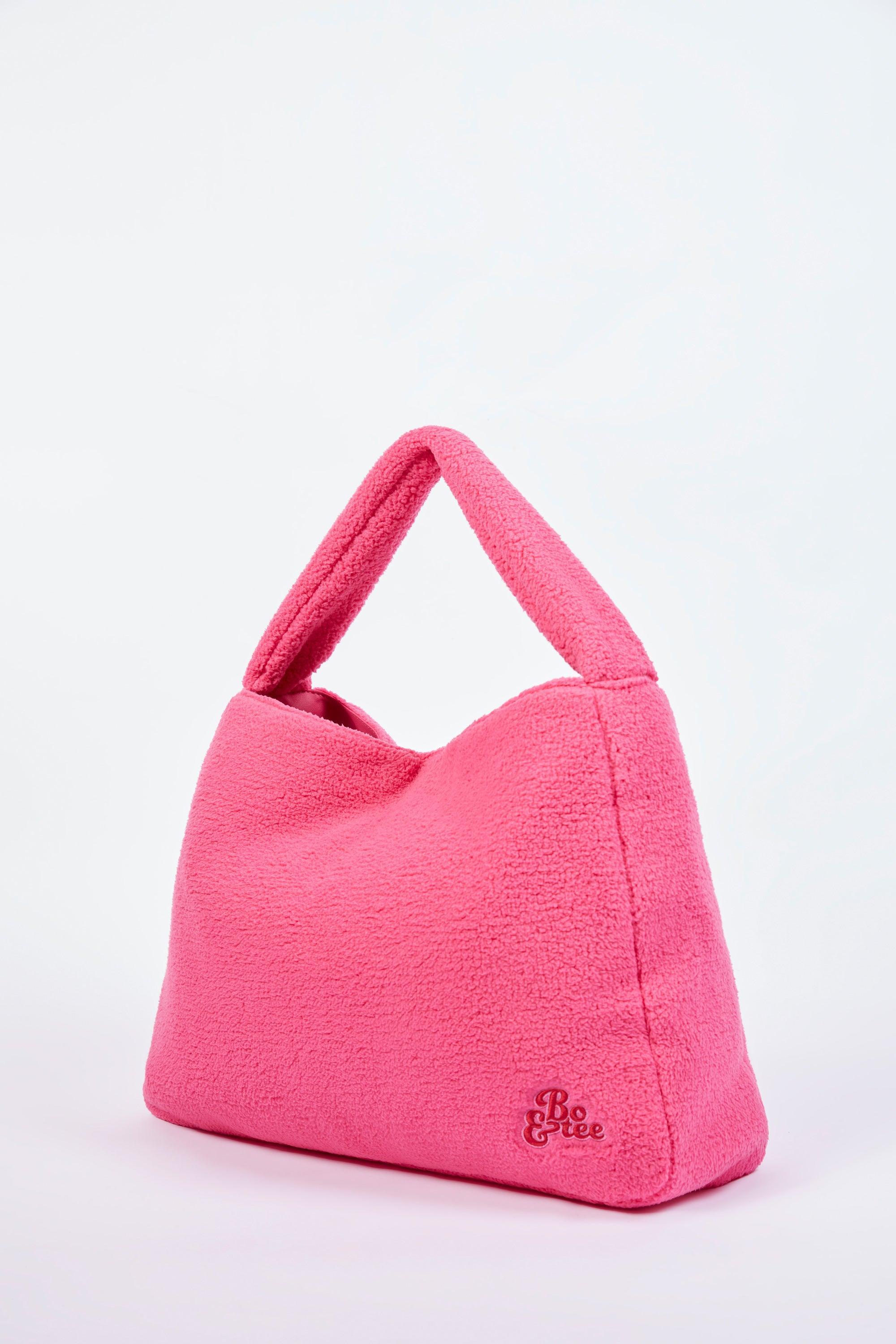 Oversized Fleece Tote Bag in Hot Pink Product Image