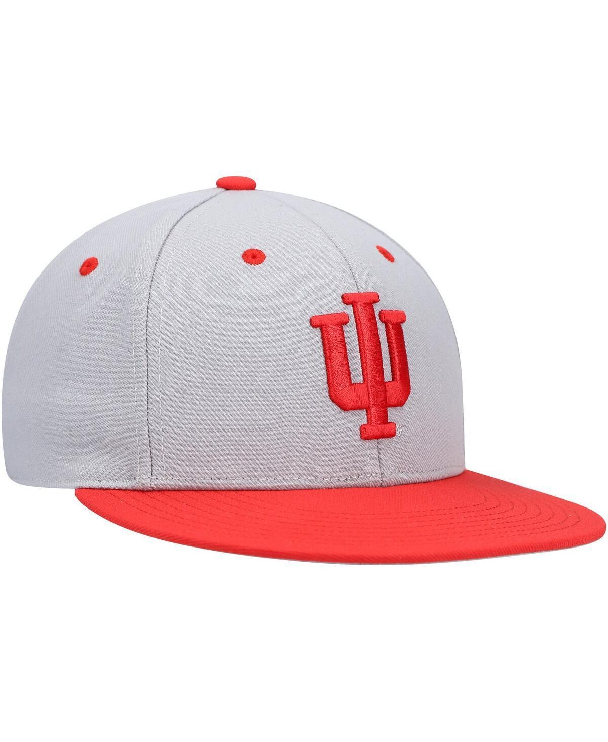 Mens adidas Gray Indiana Hoosiers On-Field Baseball Fitted Hat Product Image