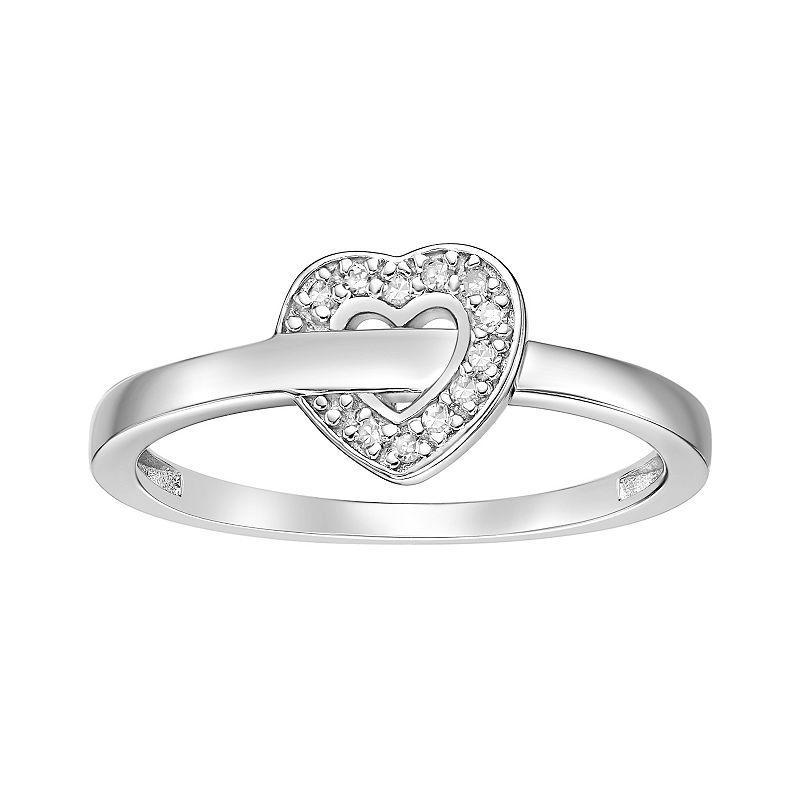 Gemminded Sterling Silver Diamond Accent Heart Promise Ring, Womens Product Image