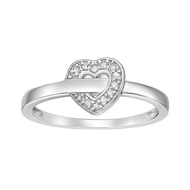 Gemminded Sterling Silver Diamond Accent Heart Promise Ring, Womens Product Image