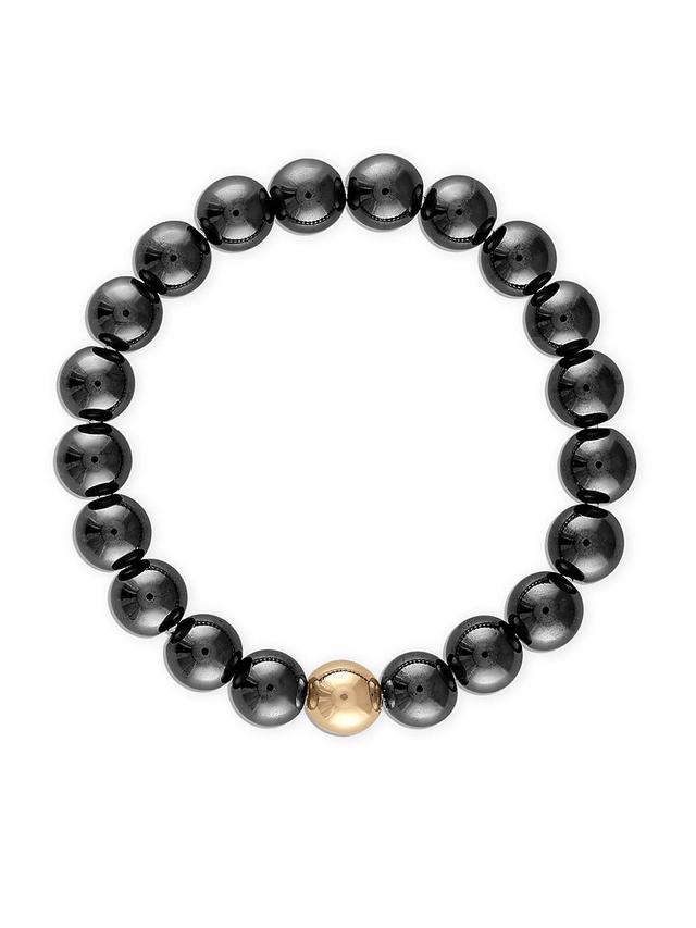 Womens Nor 14K-Gold-Filled & Black Hematite Beaded Stretch Bracelet Product Image