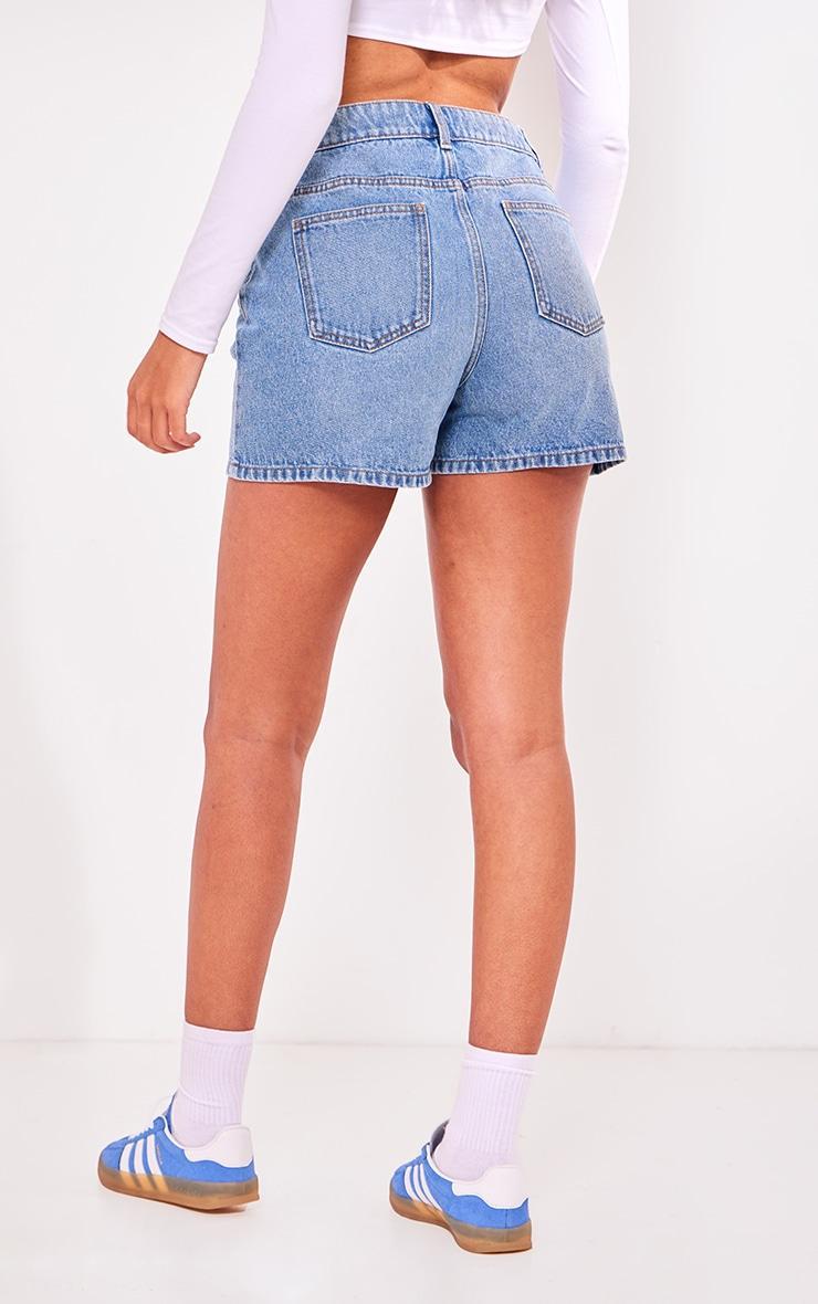 PRETTYLITTLETHING Tall Vintage Mid Wash Mom Denim Shorts Product Image