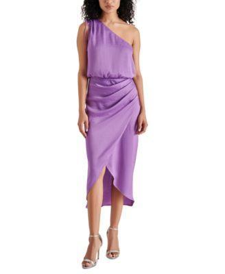 Steve Madden Womens Adele One-Shoulder Ruched Dress Product Image