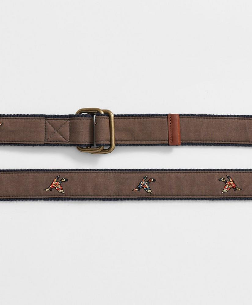 Duck Embroidered Leather Tab D-Ring Belt Product Image