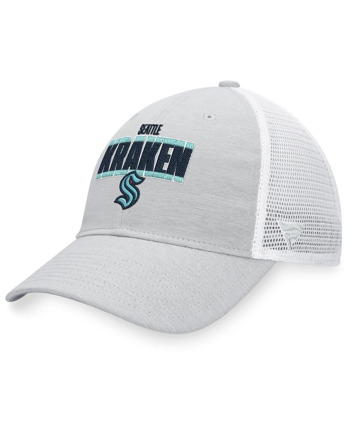 Mens Fanatics Heather Gray Seattle Kraken Team Trucker Snapback Hat - Heather Gray Product Image