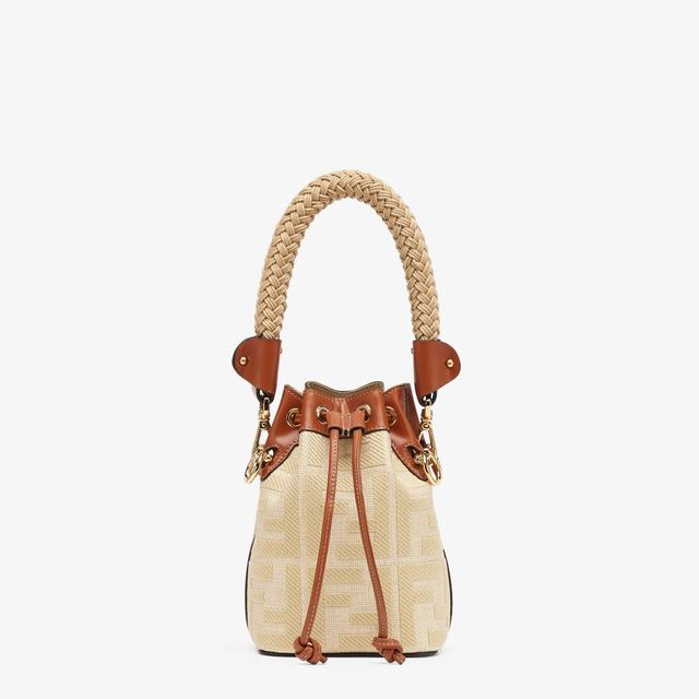 Mon TresorNatural straw mini-bag with FF embroidery Product Image