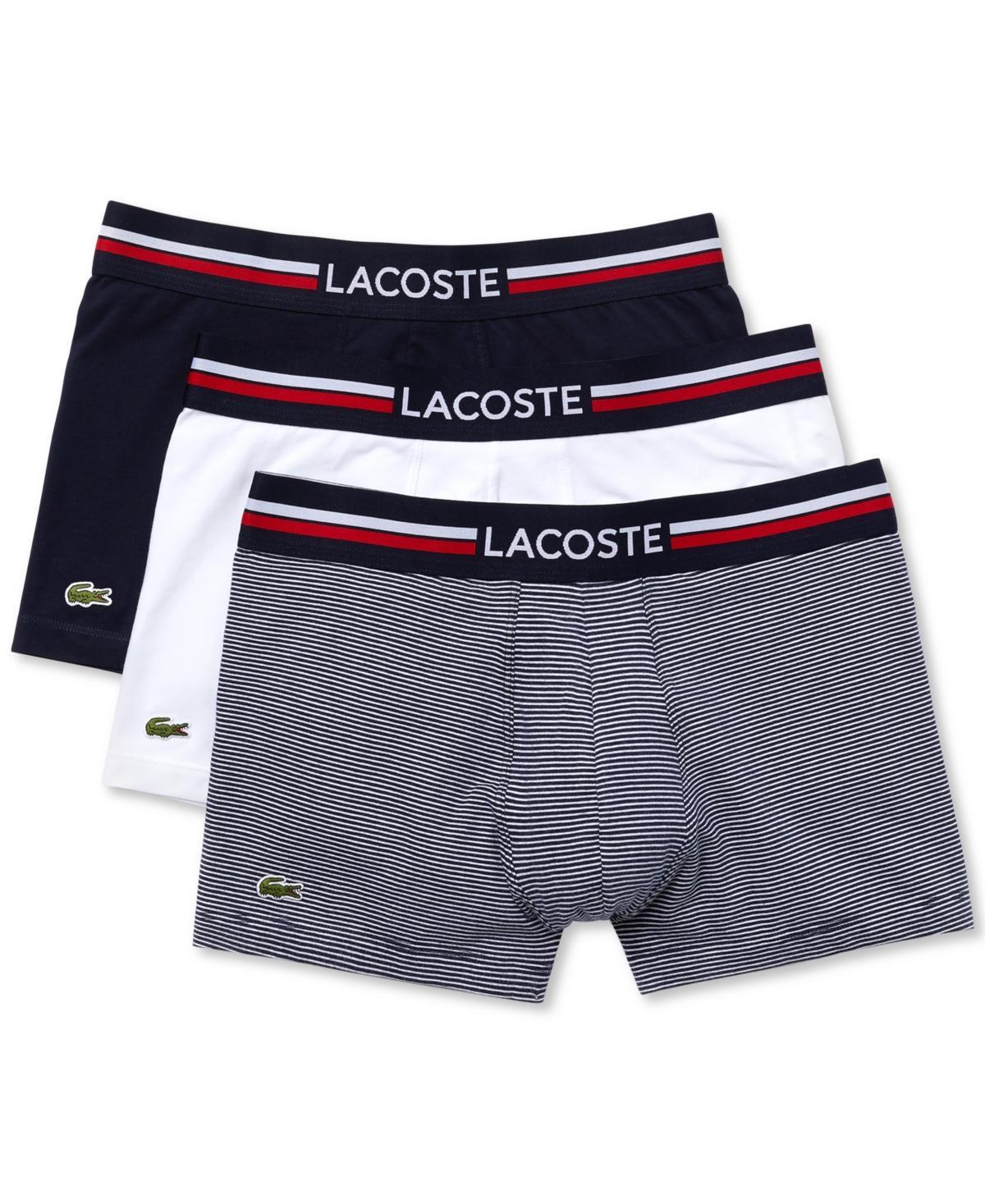 Lacoste Mens 3-Pk. Stretch Trunks - Navy Blue Product Image