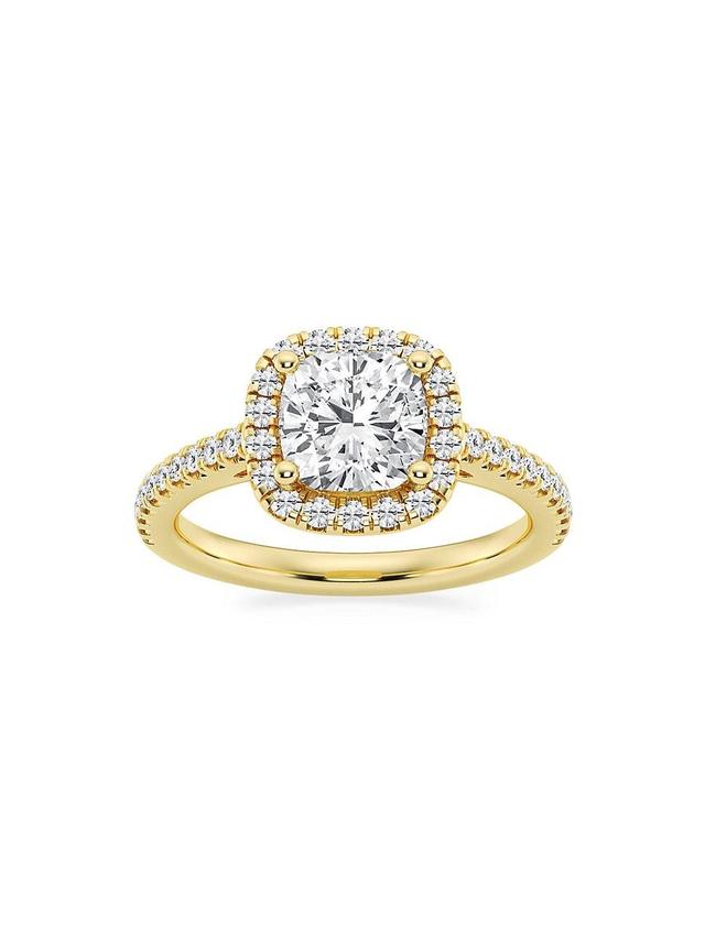 Womens 14K Yellow Gold & Cushion-Cut Lab-Grown Diamond Halo Ring/1.30-3.60 TCW Product Image