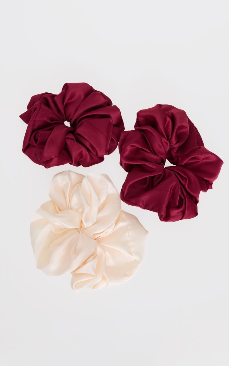 Burgundy Tonal Satin 3 Pack Scrunchies Product Image