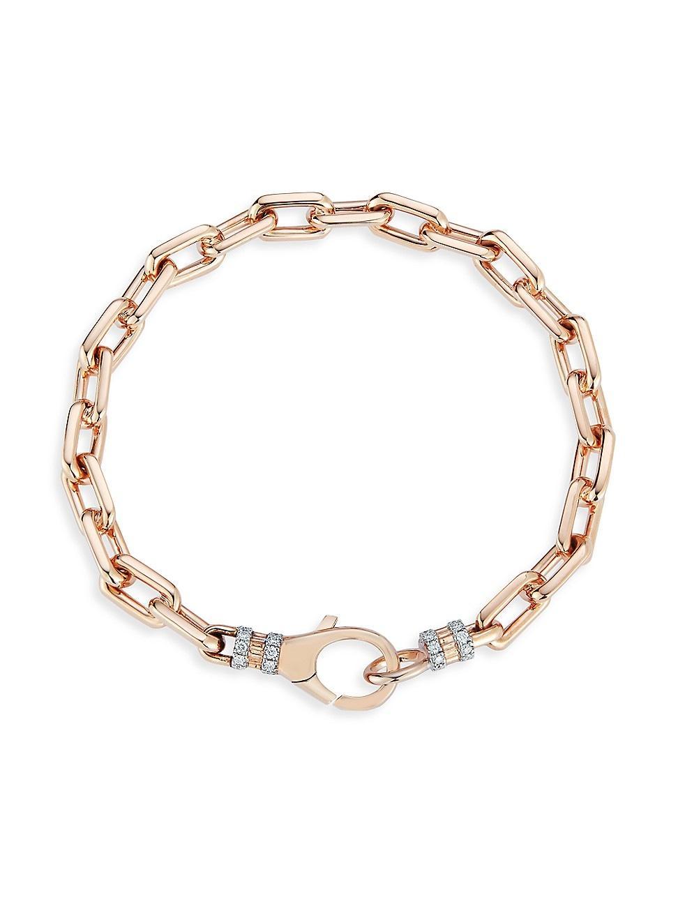 Womens Clive 18K Rose Gold & Diamond Chain Bracelet Product Image