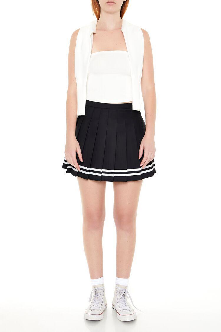 Varsity-Striped Pleated Mini Skirt | Forever 21 product image