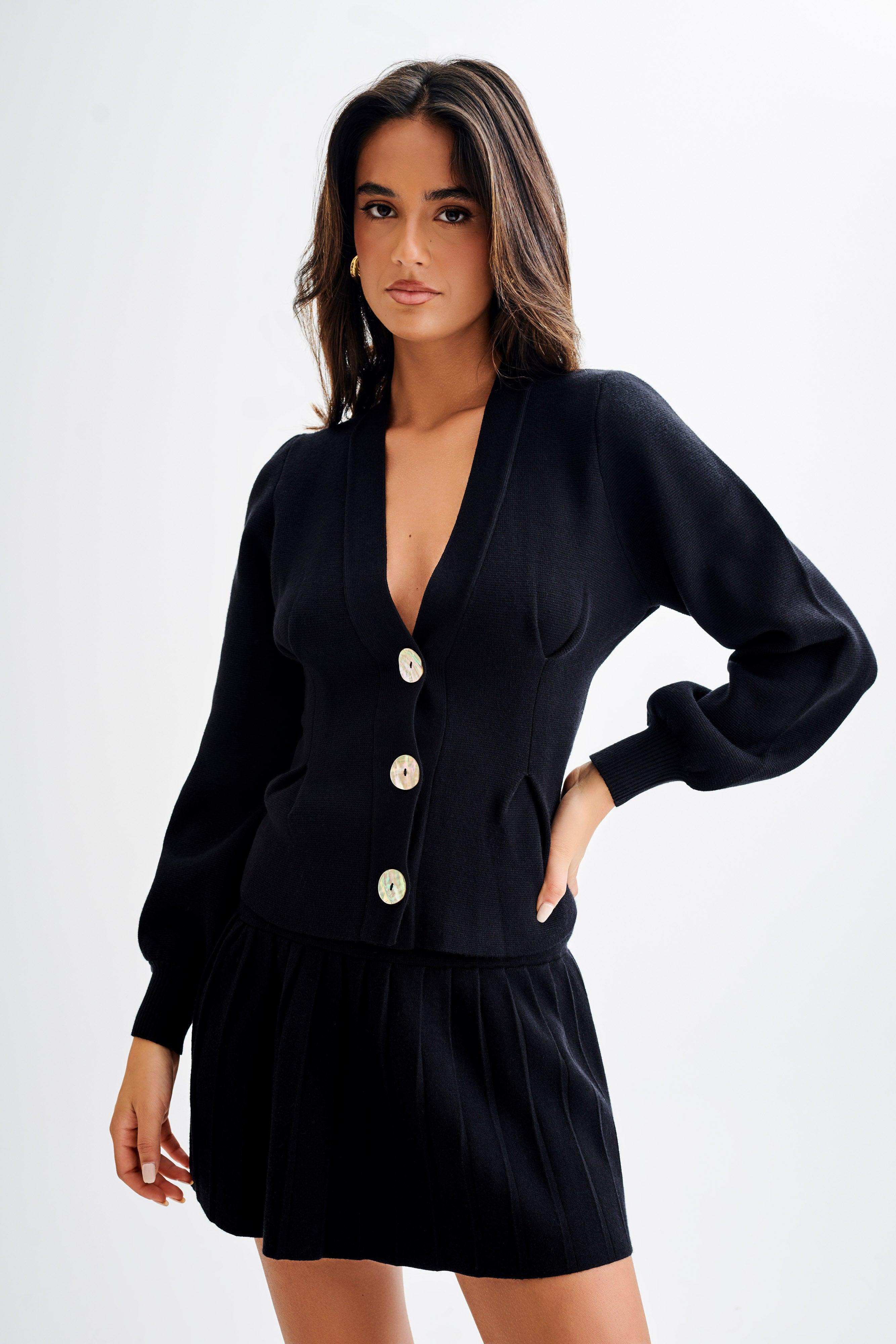 Beverly Knit Cinched Cardigan - Black Product Image