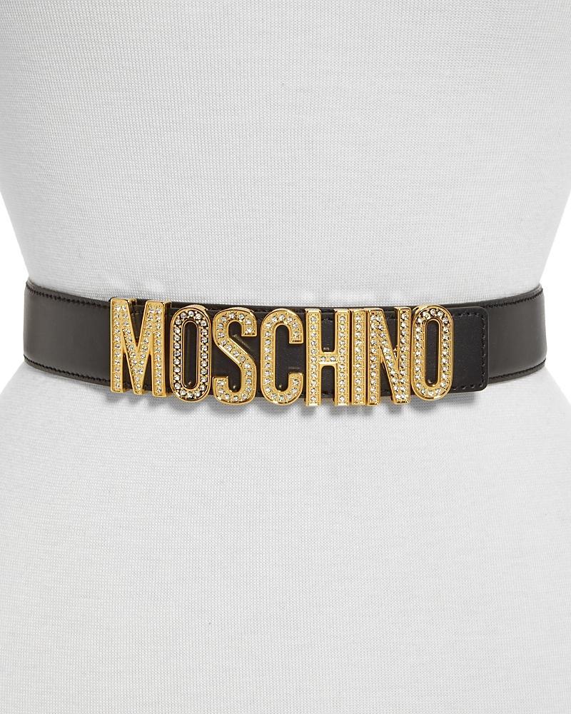 Moschino Crystal Logo Leather Belt Product Image