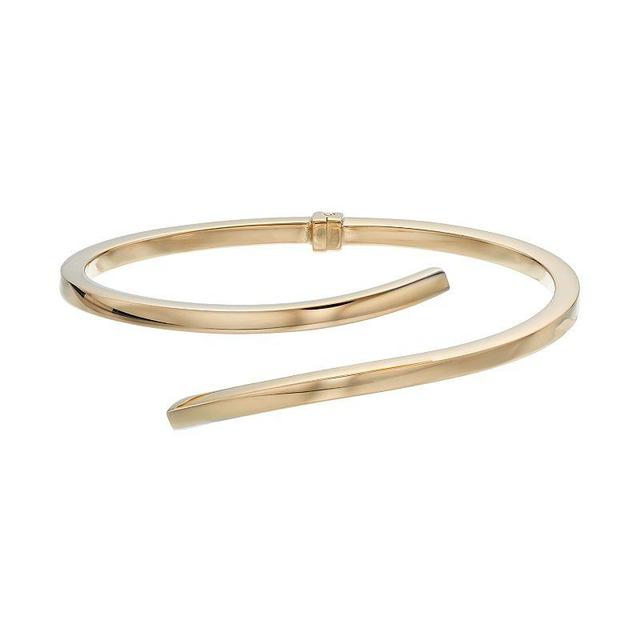 Sterling Silver Hinged Bypass Bangle Bracelet, Womens, 14k Gold Over Product Image