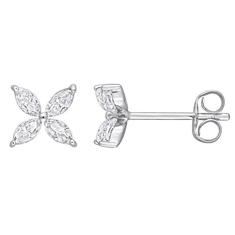 Stella Grace 10k White Gold Lab-Created Moissanite Floral Stud Earrings, Womens Product Image